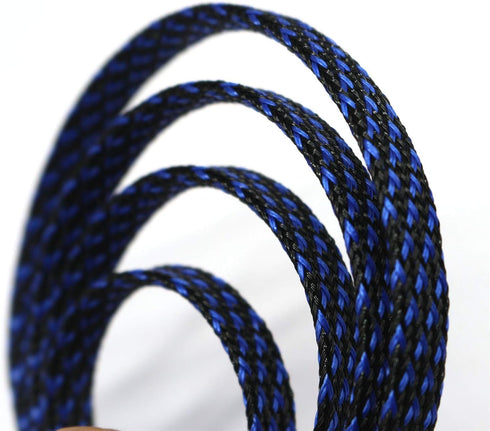 30ft PET Expandable Wire Cable Sleeve (1/4", Blue & Black)