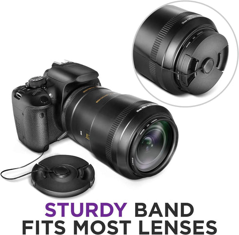 Altura Photo 5 Pcs Lens Cap Keeper - Camera Lens Cap Leash for DSLR & Mirrorless Lenses - Tether/Lens Holder for Canon,