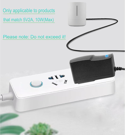 5V 2A Power Adapter 5Volt AC/DC 100-240V Converter with 8 Tips for Baby Monitor, Camera, TV Box, Speaker, US Plug