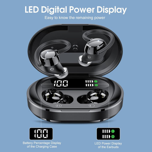 Wireless Earbuds, 2023 New Ultralight Sport Bluetooth 5.3 Headphones with LED Display, IPX7 Waterproof for Gym