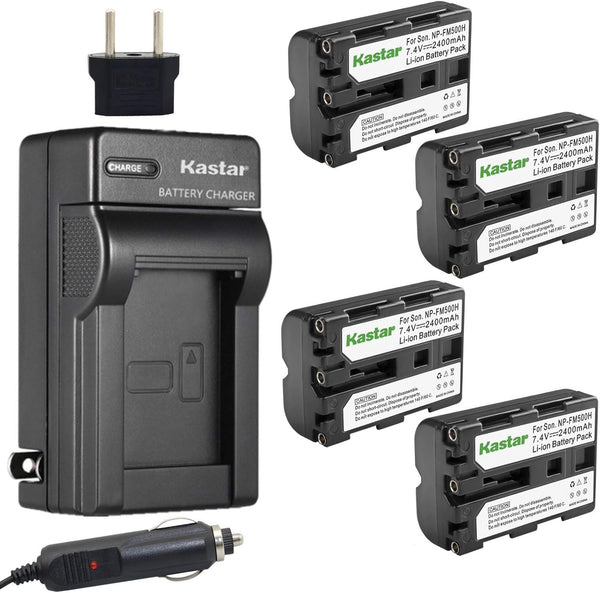 Kastar NP-FM500H Battery (4-Pack) and Charger Kit for Sony DSLR-A100, A200, A300, A350, A450, A500, A550, A560, A580,