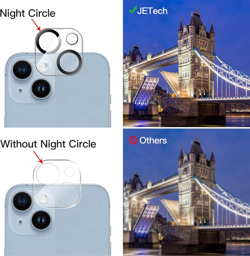JETech 9H Tempered Glass Camera Lens Protector for iPhone 14 (6.1") & 14 Plus (6.7") - Anti-Scratch, HD Clear, 3-Pack