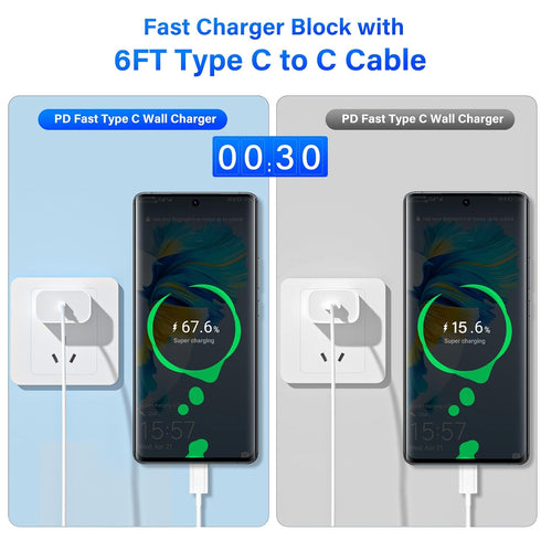 3 Pack 60W USB C to USB C Cable, 3 Feet Fast Charging Cord for Samsung Galaxy S23 S22 S21 S20 Ultra, Note 20 10, Google