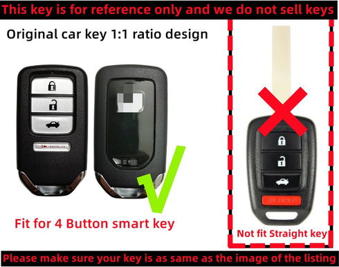 Silicone Rubber Key Fob Cover for 2013-2021 Honda Accord CR-V Civic Fit HR-V, Not Fit Straight Key