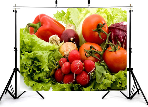 KeyWork 10x7ft Fresh Vegetable Backdrop Farm Produce Photography Background for Party Food Themed Cooking Events