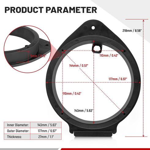 RED WOLF Front/Rear Door 6.5" Inch Speaker Adapter Bracket Spacers for Chevrolet, GMC, Cadillac, Buick, Pontiac