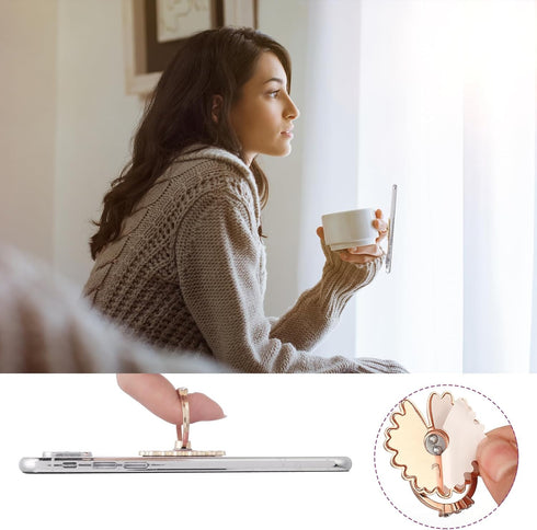 Cell Phone Ring Stand, 4PCS Cute Daisy Cell Phone Ring Holders, 180°/360° Rotation Metal Finger Ring Stand for Most
