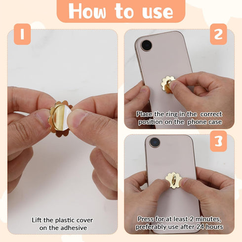 Qianyu 16 PCS Heart Cell Phone Ring Holder Metal Phone Ring Holder Adhesive Metal Phones Finger Grip Loop Heart Grip