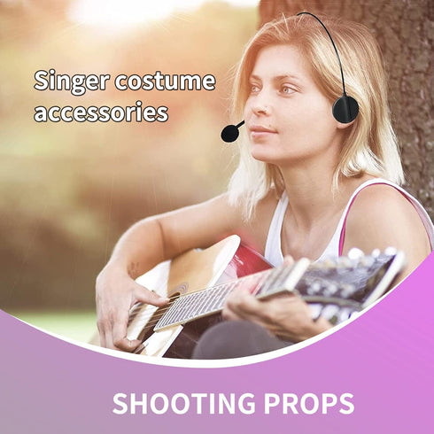 Rockstar Costume Headset - Black Microphone Headset for Props, Singer Accessories, Fake Headphones.