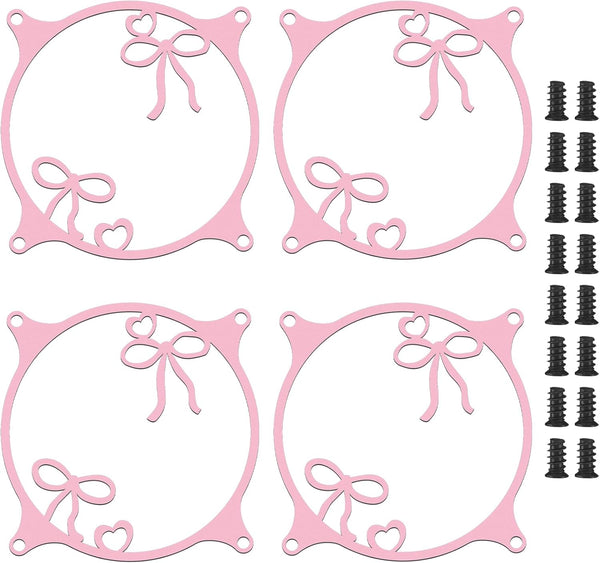 Lounsweer 4 Pcs 120mm Pink Bow Guard Fan Grill Metal PC Fan
