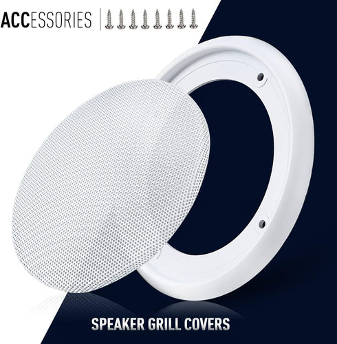Facmogu 2PCS 6.5in Ceiling Speaker Grille Covers, White Round Grill for 6.5 Inch Speaker with 8 Mounting Screws