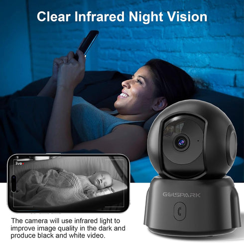 GOLSPARK 2K,2.4GHz Dog Pet Camera for Home Security WiFi Camera Baby Monitor for Room with Motion Tracking Detection