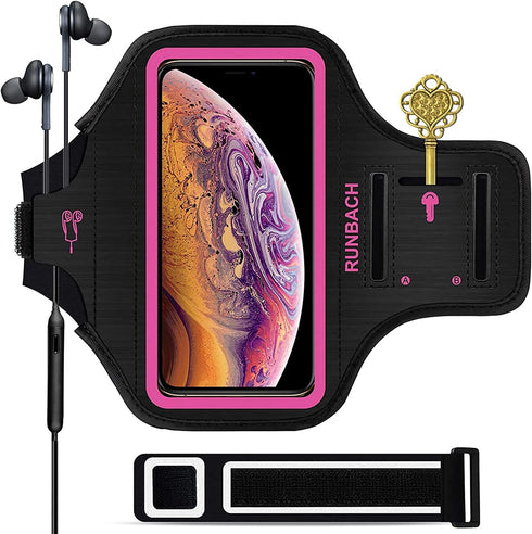 Sweatproof Armband for iPhone 16/15/14/13/12/11/XR, Running Exercise Bag with Card Slot (Pink)
