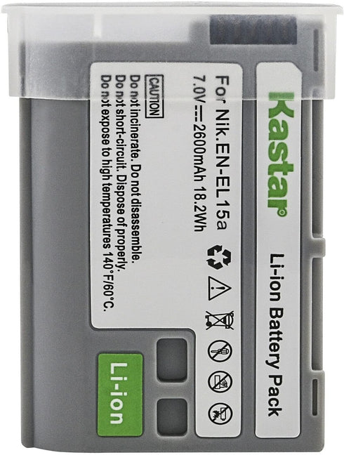 Kastar 4-Pack Battery Replacement for Nikon EN-EL15, EN-EL15a, EN-EL15b, EN-EL15e, Nikon Z 5, Z5 Camera, Charger