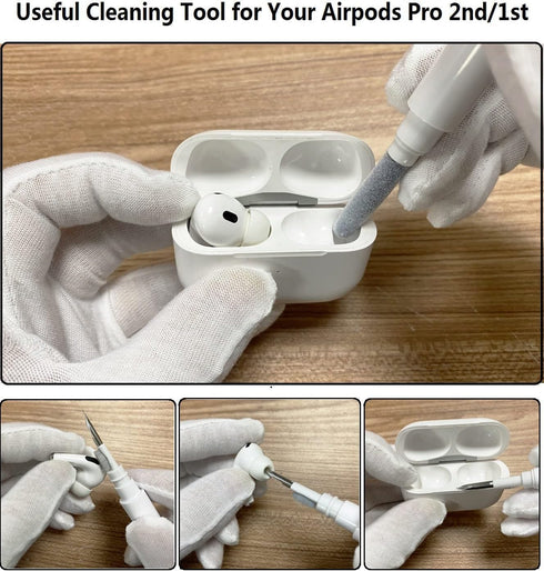 Olytop Cute Glitter Airpods Pro 2nd/1st Generation Case with Cleaner Pen, Shell Pattern Cover with Luxury Pearl Keychain