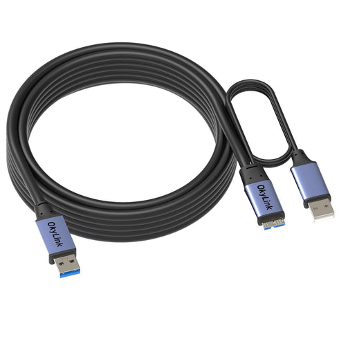 3.0 (3.2 1) 5Gbps 15ft(5M) OkyLink USB Gen A to Micro-B Male to Male Data Cable, High Speed Transfer, for External Hard