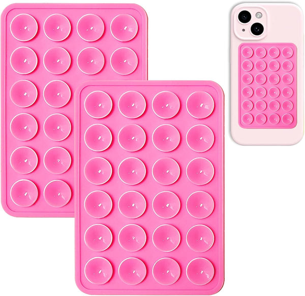 PKYAA 2 Pack Silicone Suction Phone Case Adhesive Mount, Strong Grip Holder for Selfies and Videos, Pink