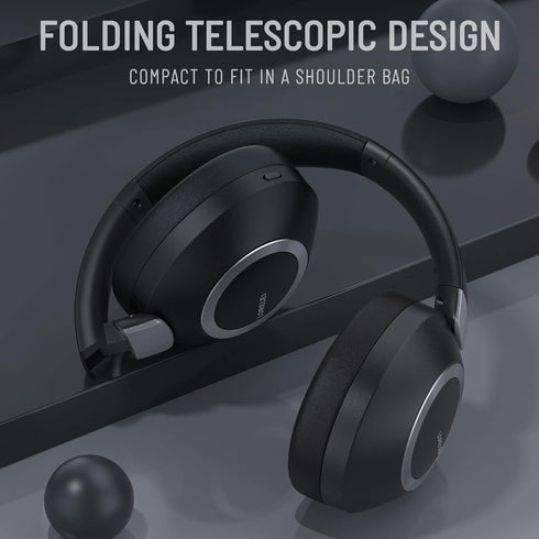 LORELEI B-C6 Wireless Over Ear Headphones, 50H Playtime, Foldable Lightweight Bluetooth Headsets, Deep Bass, Memory