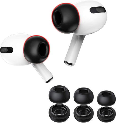 Lanwow Premium Memory Foam Tips for AirPods Pro, Anti-Slip Eartips, Fit in Charging Case, 3 Pairs (S/M/L, Black)
