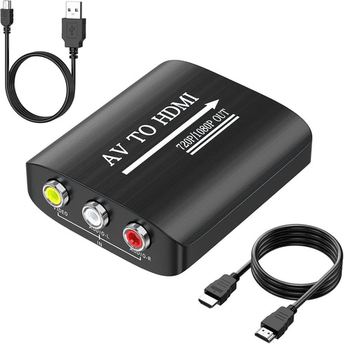 GINGIN RCA to HDMI Converter, AV to HDMI, Composite to HDMI Compatible with WII, PS One, PS2, PS3, STB, Xbox, VHS, VCR,