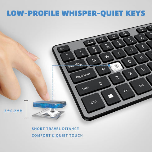 Wired USB Keyboard, Comfortable Quiet Chocolate Keys, Ultra-Slim QWERTY Layout for PC, Windows 11/10/8/7, KB1430 - Gray