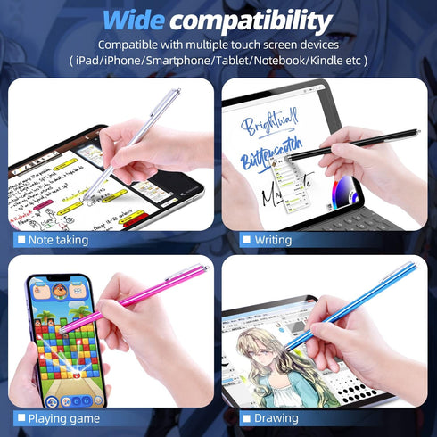 5 Pack Long Pen Body Stylus Pens for Touch Screens, High Sensitivity & Fine Point Capacitive Pen for iPad, iPhone,
