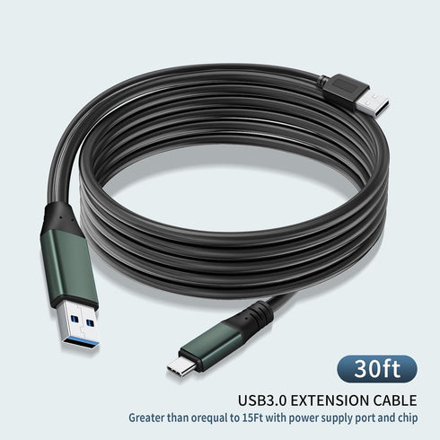 Kumiho USB C to USB A Cable, USB 3.1 Gen1 5Gbps Data Cable for VR, Camera, Laptop, 30 Ft