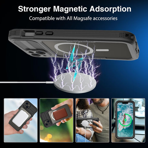 Waterproof Case for iPhone 15, Built-in Screen Protector, Shockproof Dustproof Full Body Cover Compatible with Magsafe