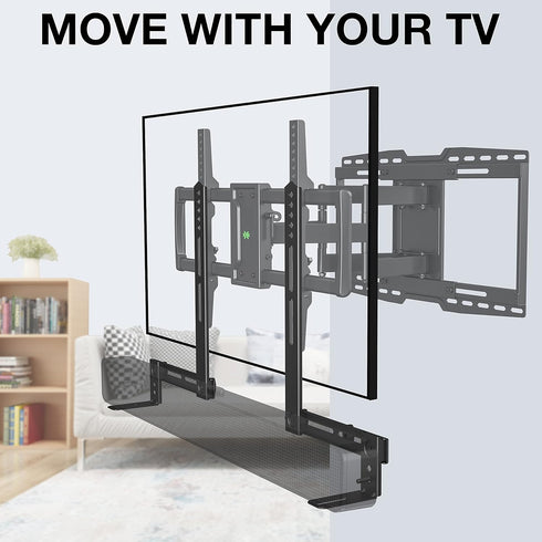 USX MOUNT Soundbar Mount for TV, Sound Bar Mount Up to 13.2 lbs, Two Removable and Lockable Hooks for Back or Bottom