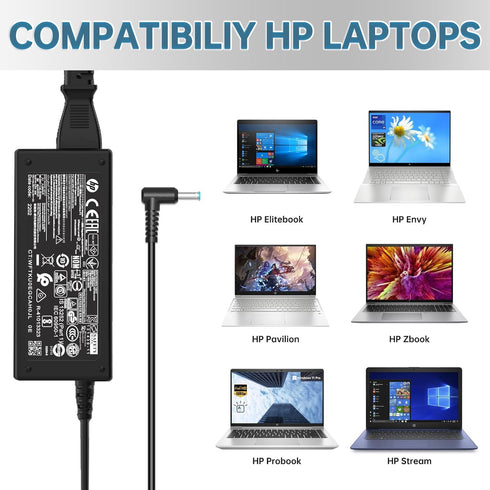 HP 45W Laptop Charger for Elitebook 745 G6 G5 840 G3 G6 850 G3 Probook 430 440 450 G5 G6, Smart Blue Tip