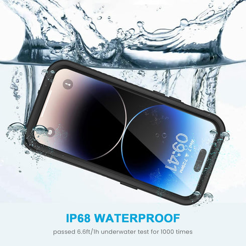 Lanhiem Waterproof Case for iPhone 14 Pro Max, IP68 Dustproof with Built-in Screen Protector, Rugged Shockproof Cover
