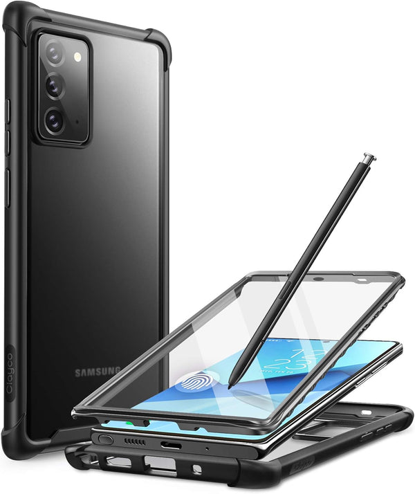 Clayco Forza Series Case for Samsung Galaxy Note 20, Full-Body Rugged Cover, Built-in Screen Protector, 6.7 inch, Black