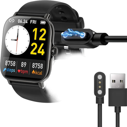 Compatible for Zhizhi Smart Watch Charger, Magnetic USB Replacement Charging Cable Compatible with Zhizhi P72 1.91 Inches Smart Watch (2 Pack-Black+Black) by Lamshaw