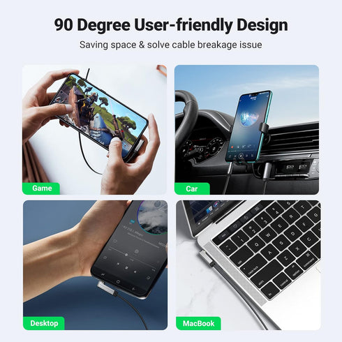 UGREEN 3.5mm Audio Cable Stereo Aux Cord - 90 Degree Right Angle, 6FT, Compatible with Beats and iPhone