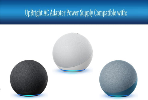 UpBright 12V AC/DC Adapter Compatible with Echo Dot B7W644 B7W64E 4th Gen Smart Speaker Alexa Premium Sound Home hub NOM Model LA23NA GP92NA PA23NA 12VDC 1.25A 15.0W Power Supply Cord Battery Charger