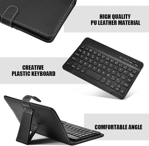 VBESTLIFE Bluetooth Keyboard Sleeve, Universal Sleeve with Stand for 4.5''-6.8'' Cellphones (Black)