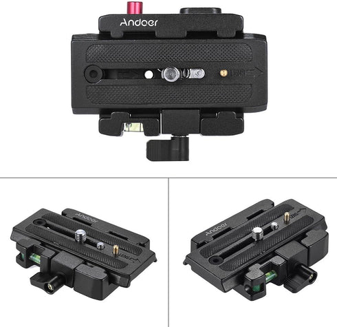 Andoer Quick Release Plate for Camera Tripod, Compatible with Manfrotto 501 500Ah 701HDV 503HDV Q5 Head