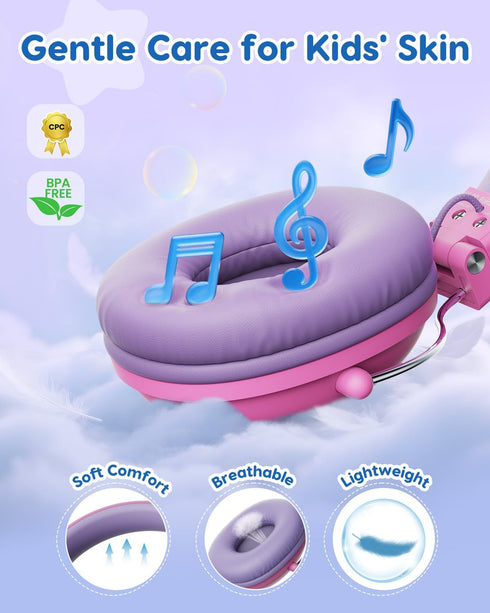 74/85dB 3.5mm awatrue Kids Headphones, Safe Volume Limit, Stereo Sound, Wired On-Ear Headphones for Kids Boys Girls