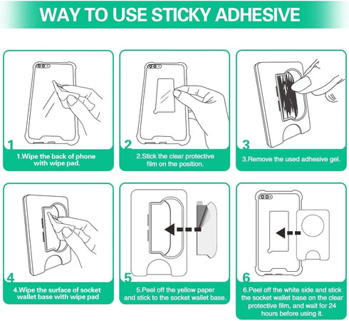 pop-tech Sticky Adhesive Replacement for Socket Wallet Plus Oval Base, 9pcs 3M VHB Strong Glue