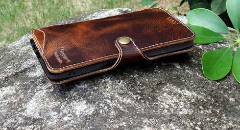 Yogurt S24 S24 Case for Samsung Galaxy Ultra, Genuine Leather Wallet Cover for Samsung Ultra, Handmade Dark Brown
