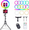12" Selfie Ring Light with 63" Tripod Stand - 3 Phone Holder, LED Camera Ringlight with RGB Colors Modes for