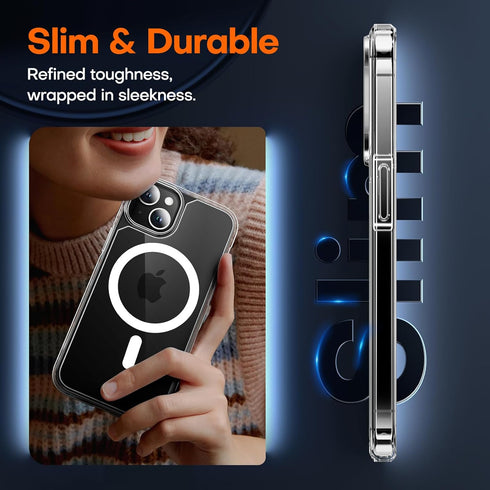 TAURI 3 in 1 Magnetic iPhone 13 Case - Compatible with MagSafe with 2X Screen Protectors - Clear 6.1"