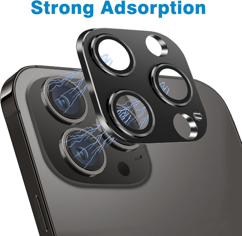 Black Camera Lens Protector for iPhone 15 Pro/Pro Max - Anti-Scratch Tempered Glass, Shockproof, Full Protection.