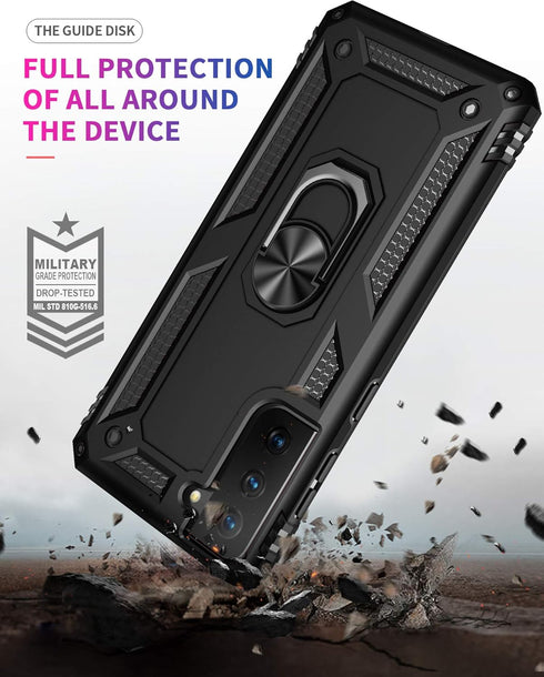 Androgate for Samsung Galaxy S21 5G Case, Military-Grade Metal Ring Holder Kickstand, Shockproof Cover