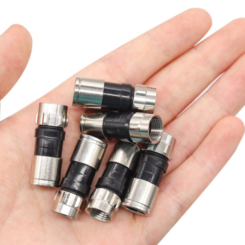 Taiss 20PCS F Type Coaxial Cable Compression Connectors, RG6 Compression Connectors (Black)