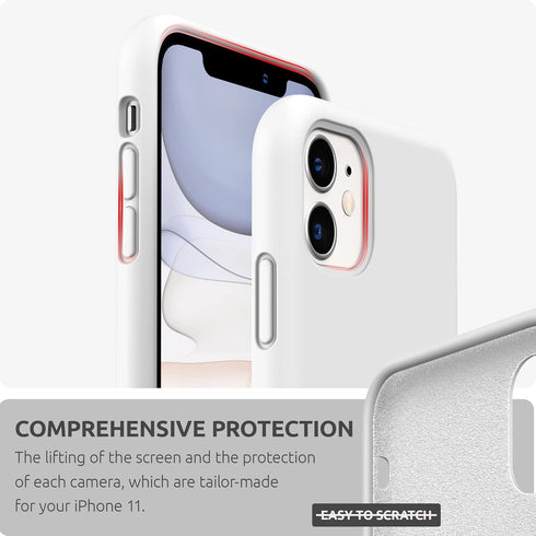 iPhone 11 Case - SURPHY Compatible with Thickening Design Liquid Silicone (with Microfiber Lining) - White