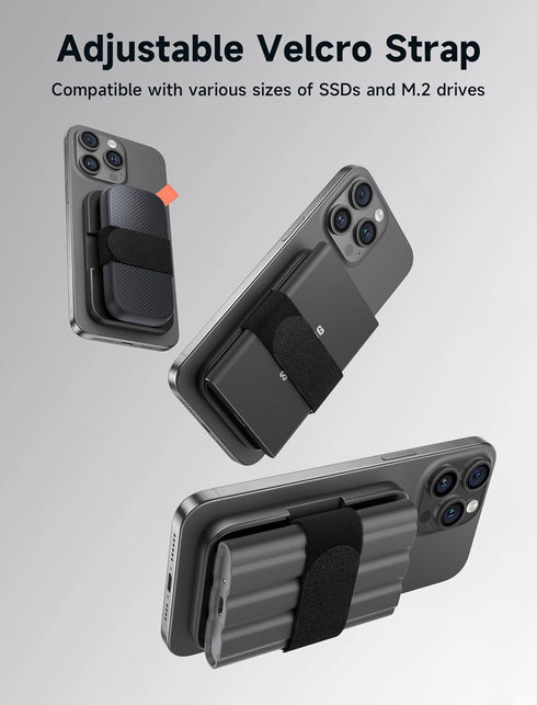 JSAUX 17/16/15 M.2, Magnetic SSD Clip for iPhone Pro & Pro Max, Filming Accessories for Recording ProRes to SSD