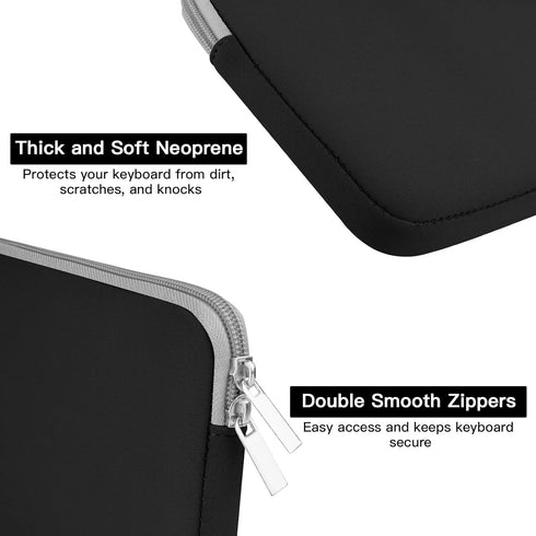 Neoprene Keyboard Sleeve Case for Apple MC184LL/B Wireless Bluetooth Keyboard, Protective Case with Zipper for Small