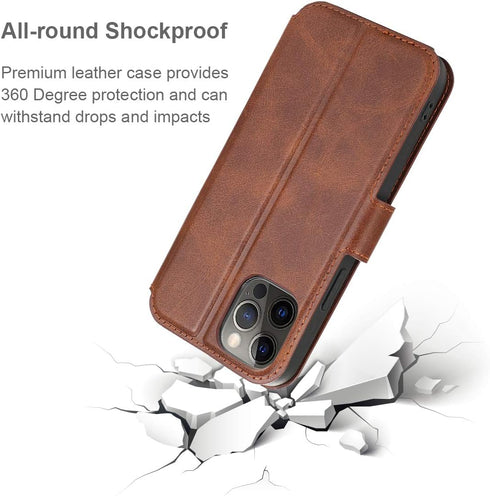 QLTYPRI Case for iPhone 12 Mini, Premium PU Leather Wallet Case with Card Slots, Kickstand, Shockproof Flip Cover -