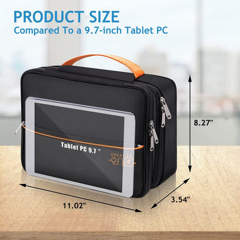 Electronics Travel Organizer Bag, Double Layer Waterproof Storage for Charger, Phone, Power Bank, Tablet
